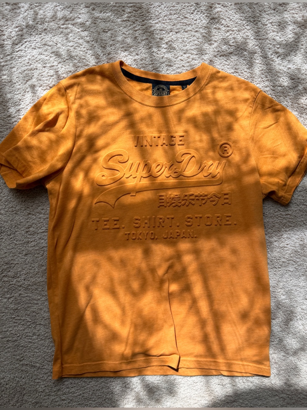 Superdry Vintage Logo Embossed T-Shirt – Mustard Orange – Large